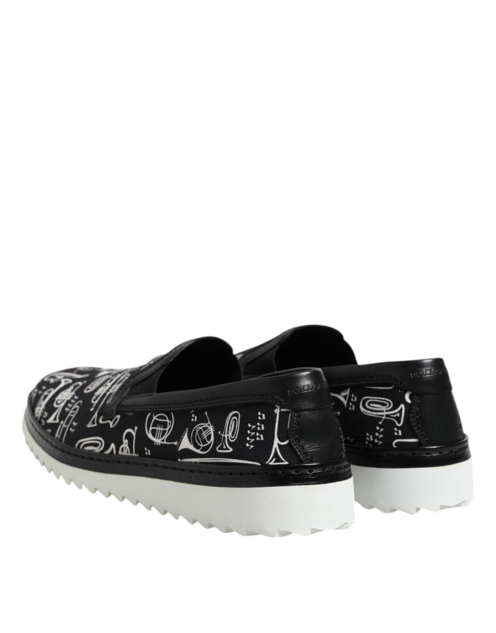 Dolce & Gabbana Black Slip-On Printed Men's Loafers Shoes