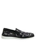 Dolce & Gabbana Black Slip-On Printed Men's Loafers Shoes