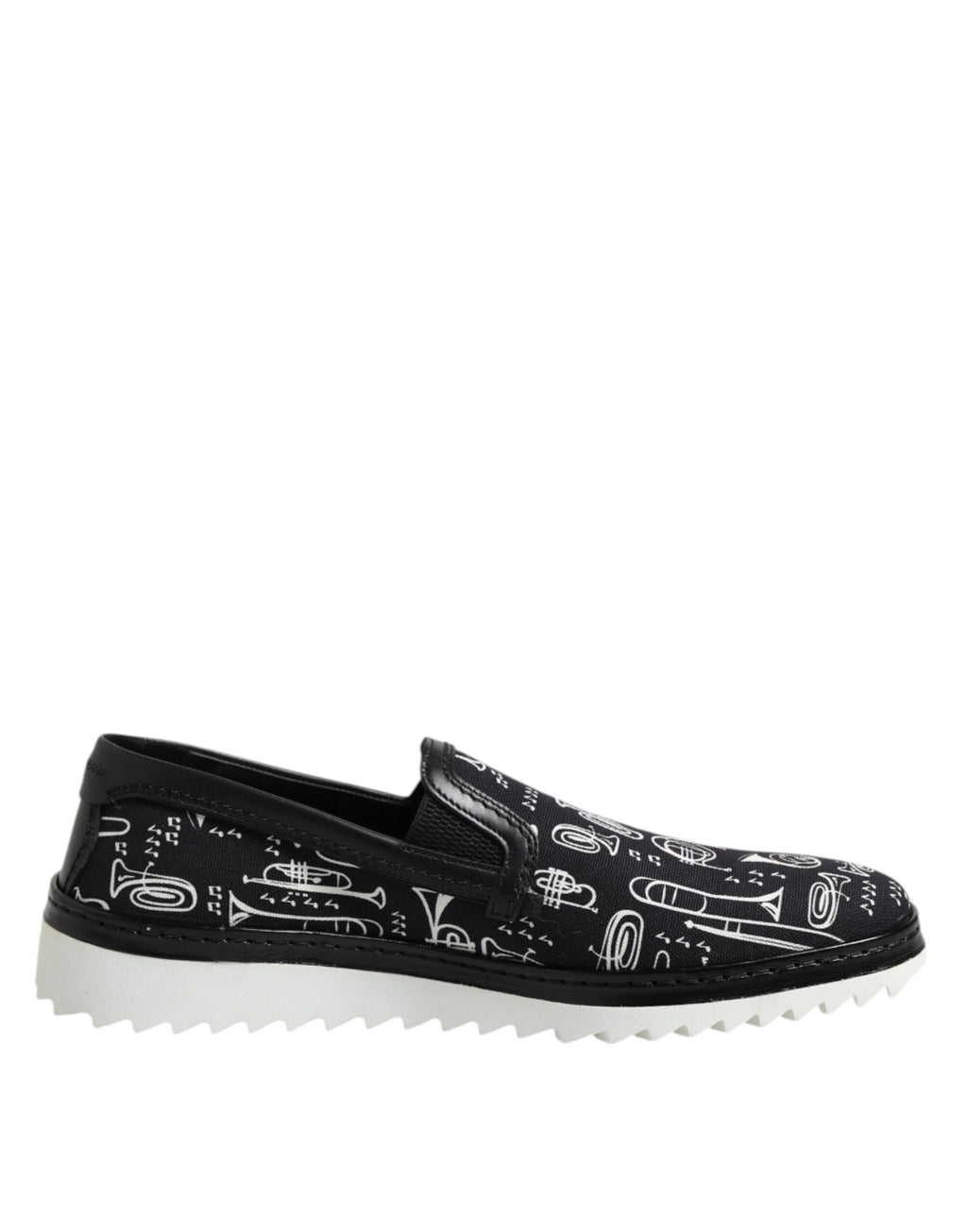 Dolce & Gabbana Black Slip-On Printed Men's Loafers Shoes