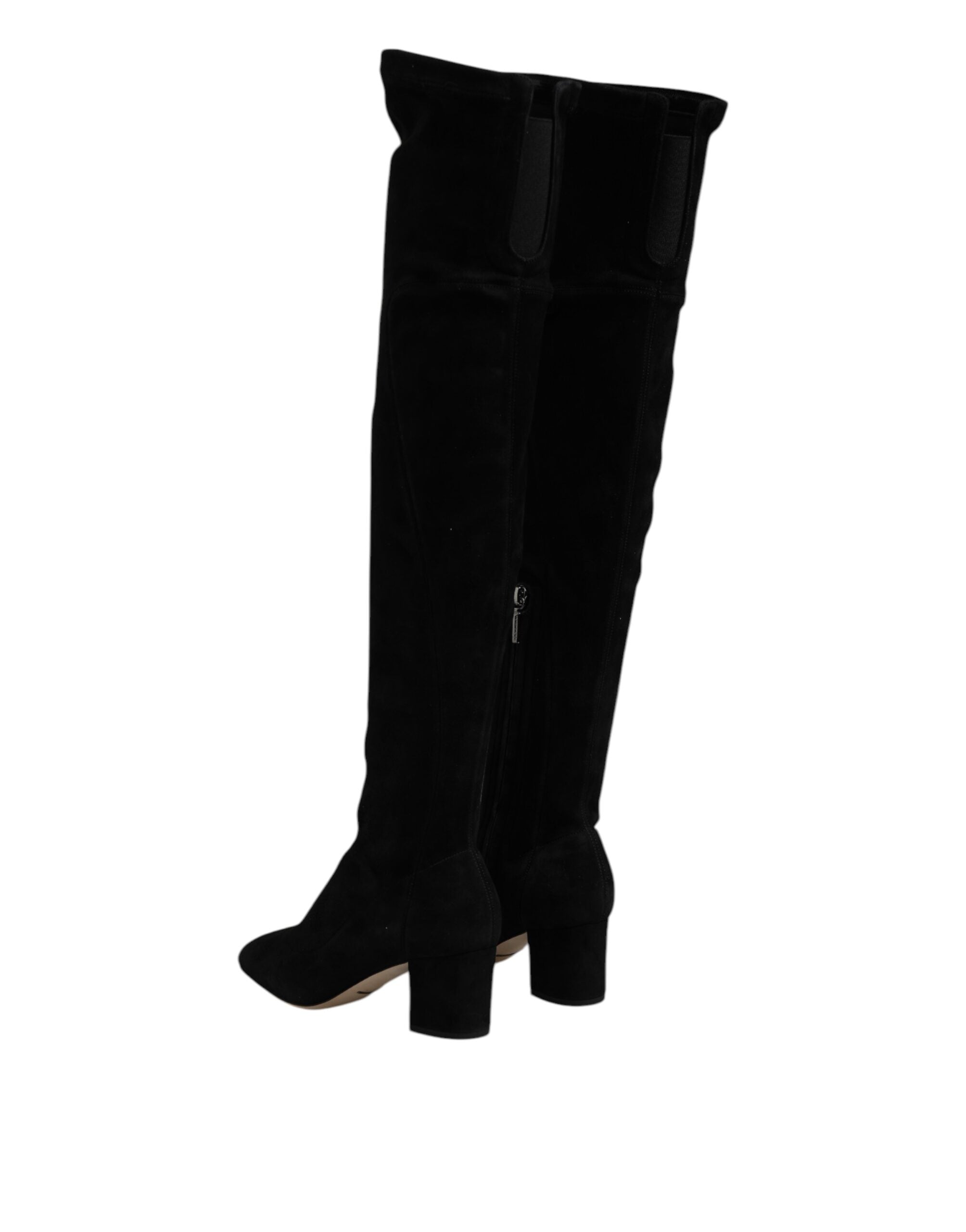 Dolce & Gabbana Schwarze kniehohe Stiefel aus Wildleder Schuhe