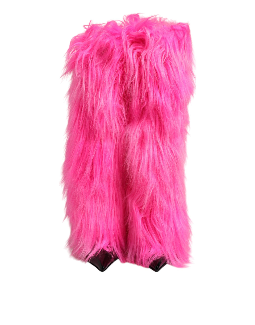 Dolce & Gabbana Pink Faux Fur Leather High Heel Boots Shoes