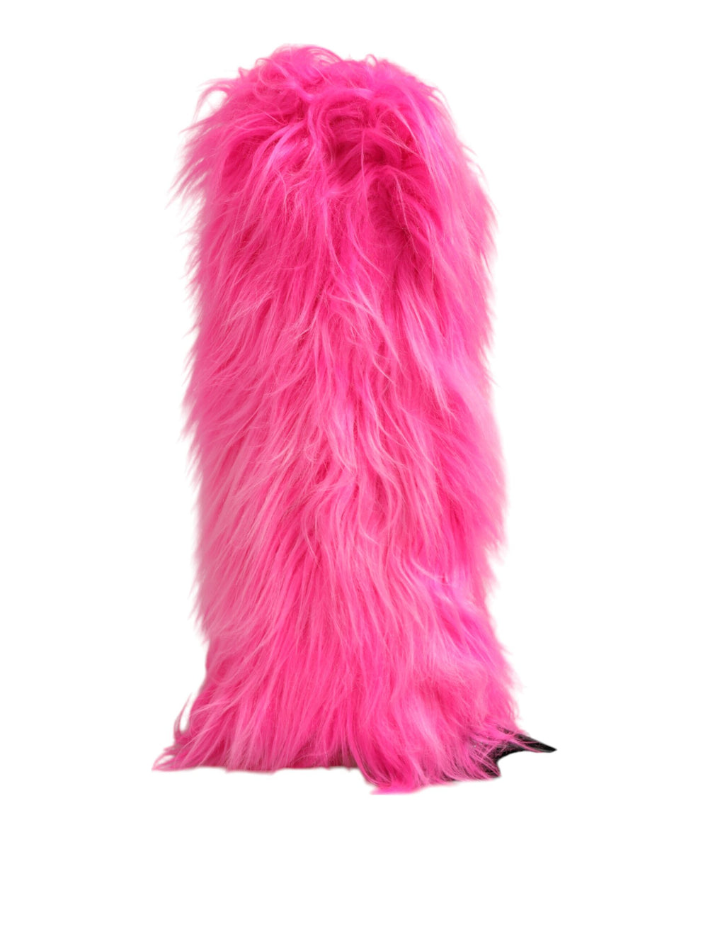 Dolce & Gabbana Pink Faux Fur Leather High Heel Boots Shoes