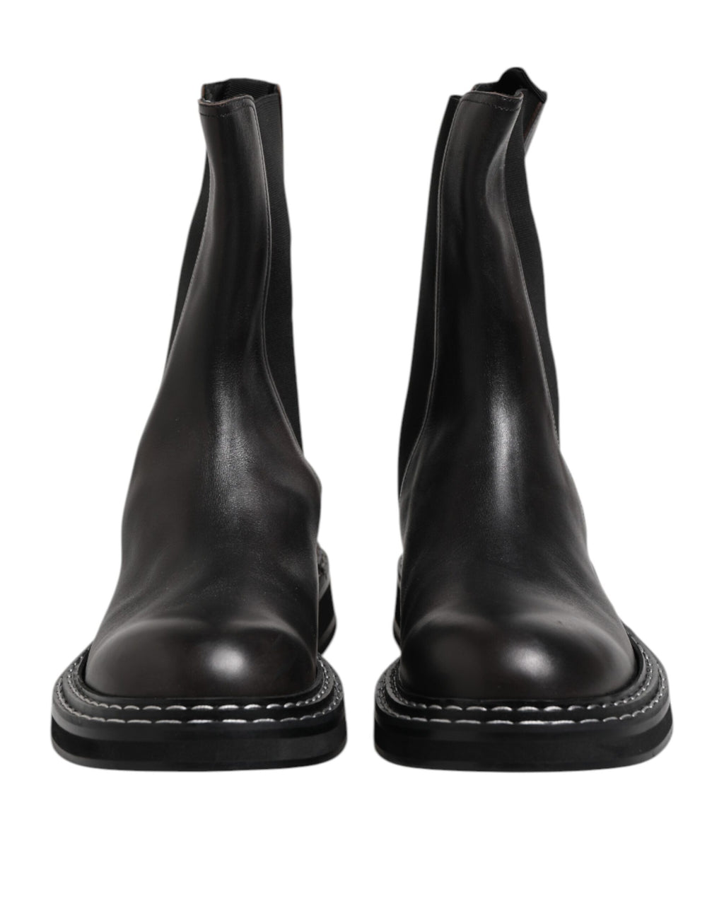 Dolce & Gabbana Black Leather Mid-Calf Boots Flats Shoes