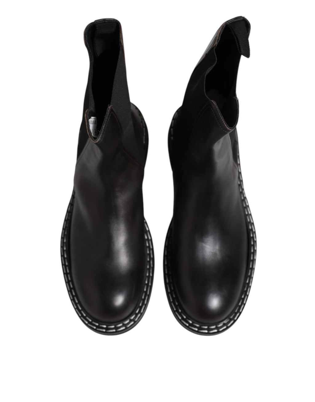 Dolce & Gabbana Black Leather Mid-Calf Boots Flats Shoes