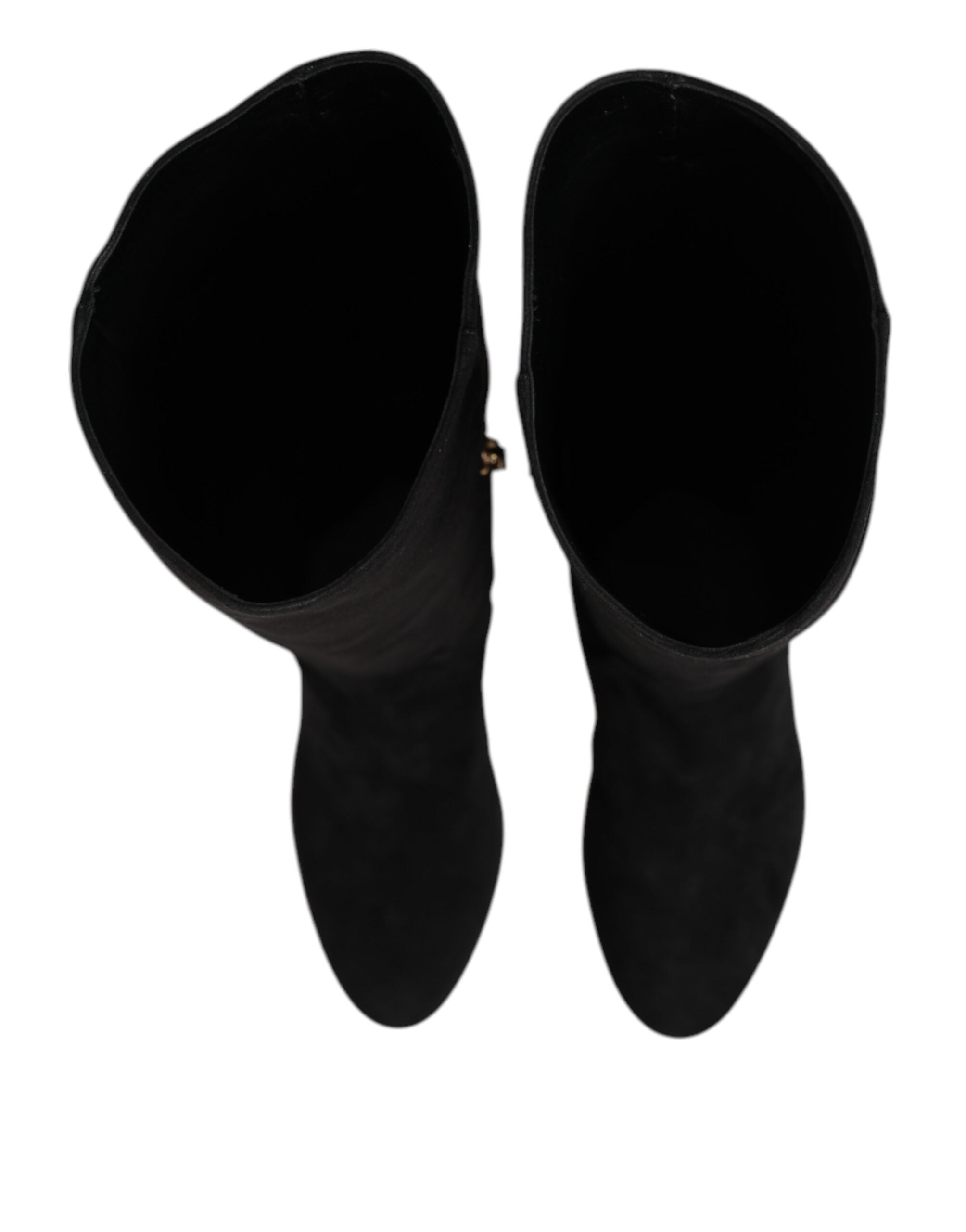 Dolce & Gabbana Black Suede Knee-High Boots Shoes