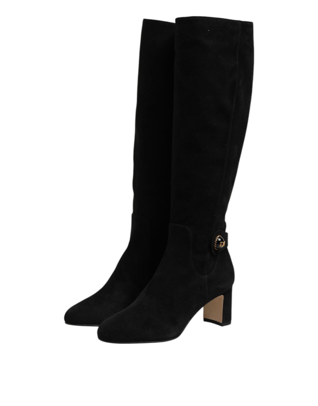Dolce & Gabbana Black Suede Knee-High Boots Shoes