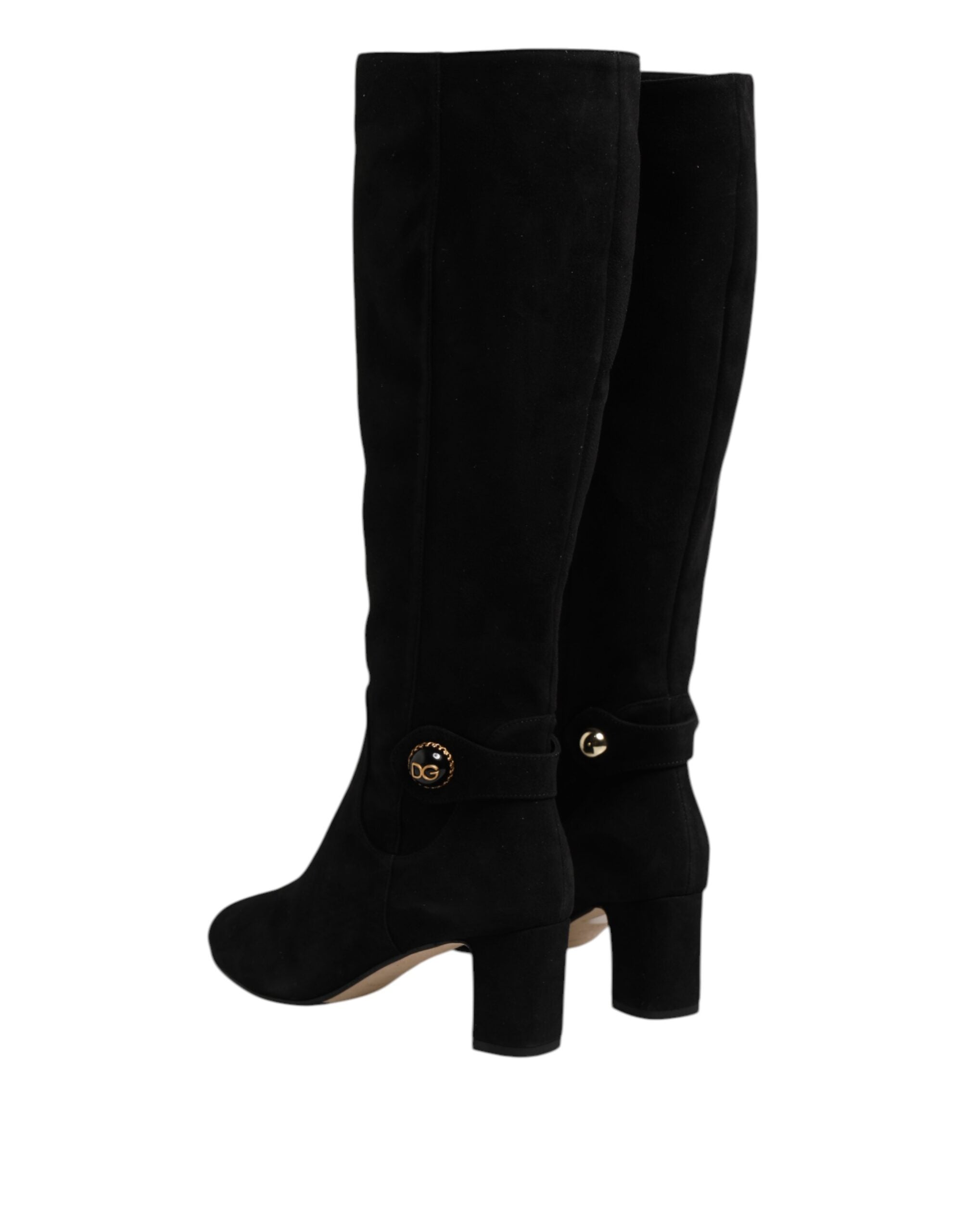 Dolce & Gabbana Black Suede Knee-High Boots Shoes