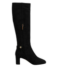 Dolce & Gabbana Black Suede Knee-High Boots Shoes