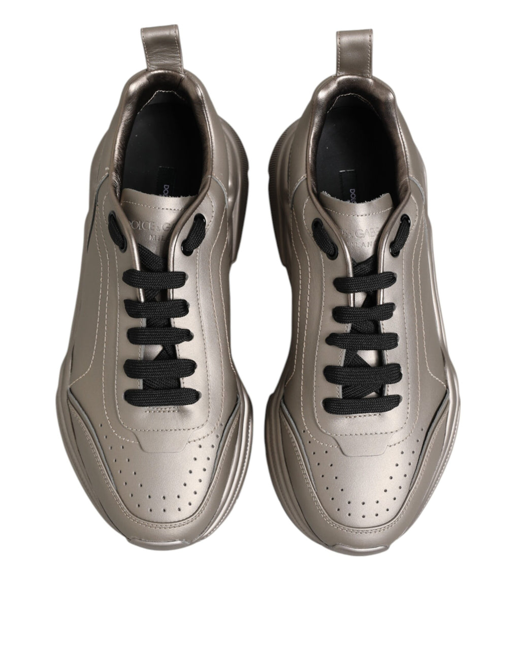Dolce & Gabbana Silver DAYMASTER Leather Men's Trainers Shoes