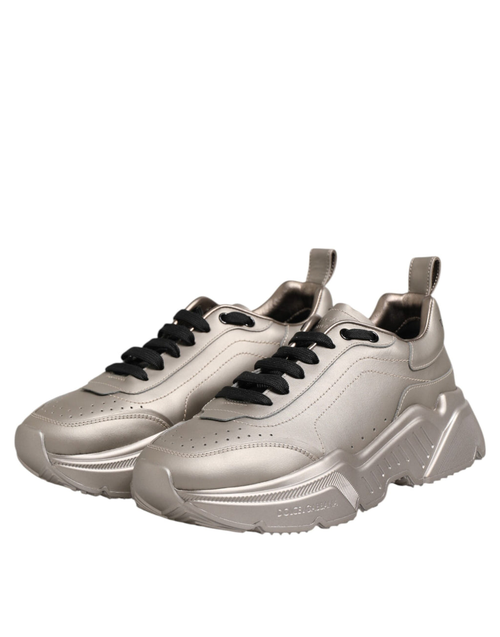 Dolce & Gabbana Silver DAYMASTER Leather Men's Trainers Shoes