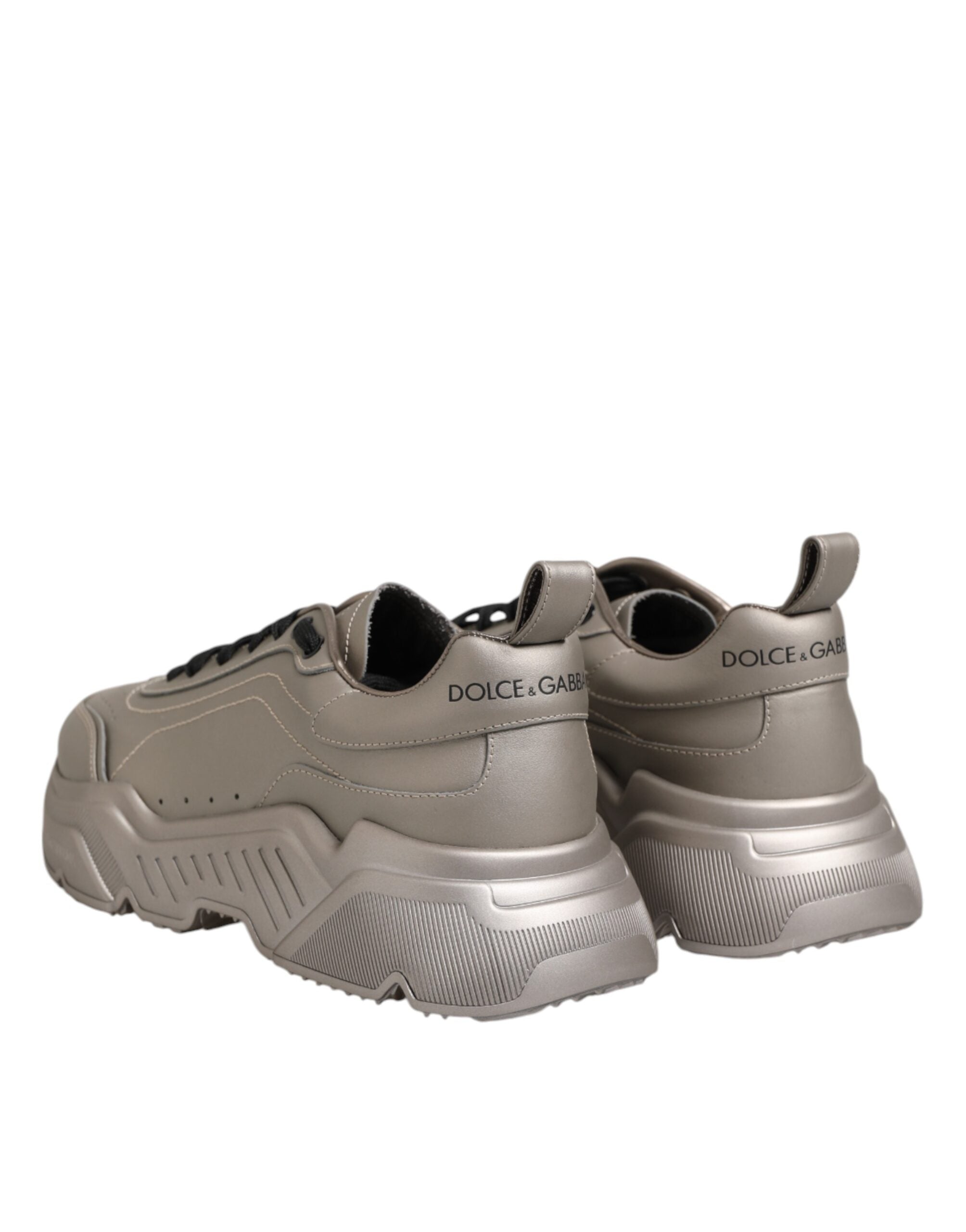 Dolce & Gabbana Silver DAYMASTER Leather Men's Trainers Shoes