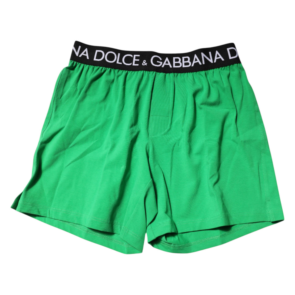 Dolce & Gabbana Green Cotton Boxer Shorts Regular Underwear
