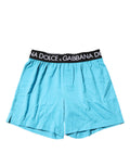 Dolce & Gabbana Blaue Logo Taille Regular Boxershorts Unterwäsche