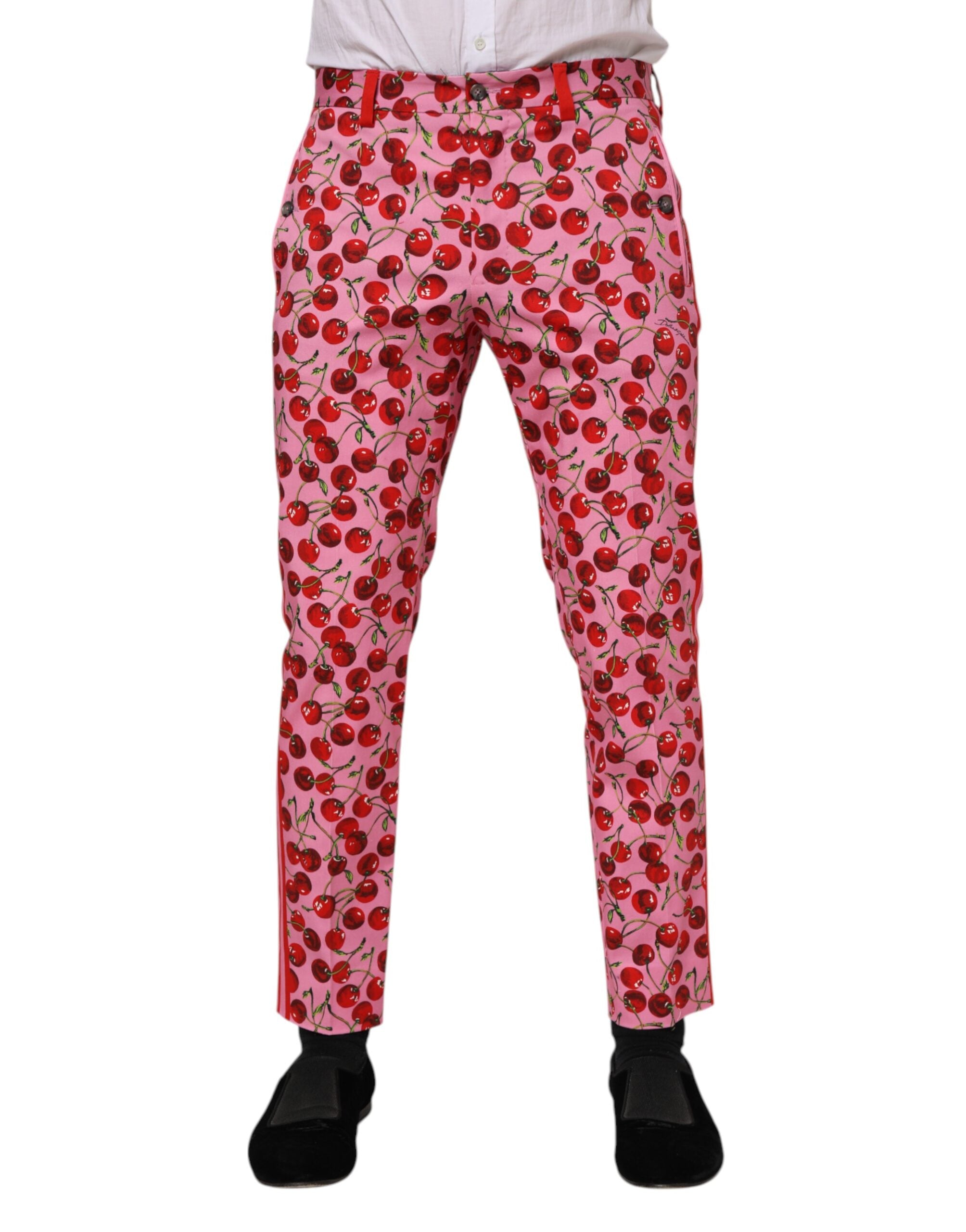 Dolce & Gabbana Rosa Kirschen Print Baumwolle Kleid Hose
