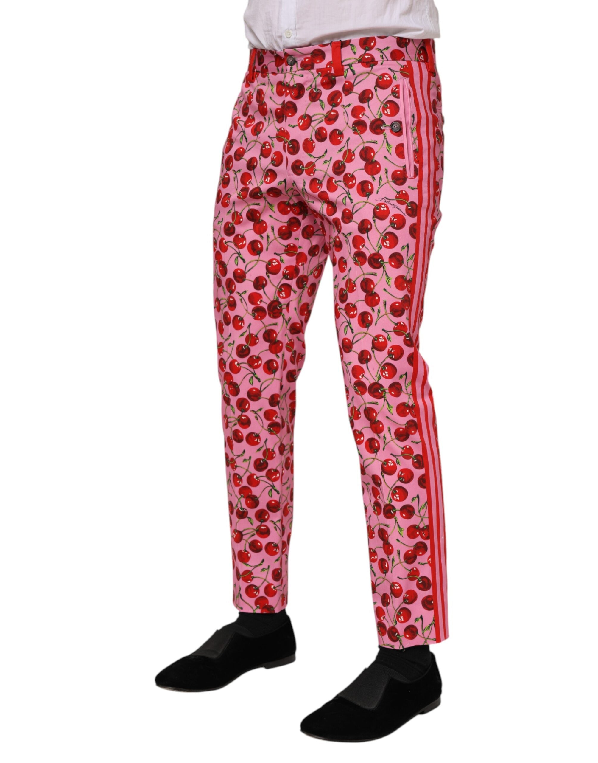 Dolce & Gabbana Rosa Kirschen Print Baumwolle Kleid Hose