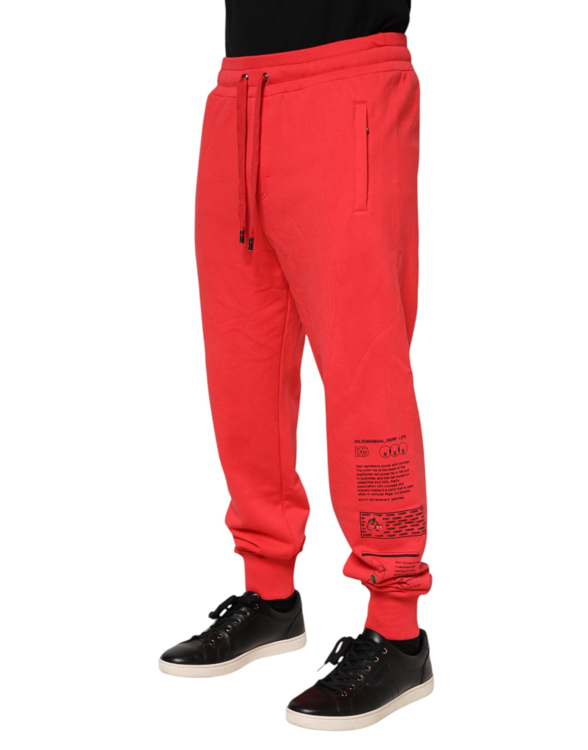 Dolce & Gabbana Red Cotton Men's Jogger Sweatpants