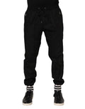 Dolce & Gabbana Schwarzes Baumwoll-Logo-Tape Herren-Jogger-Hose