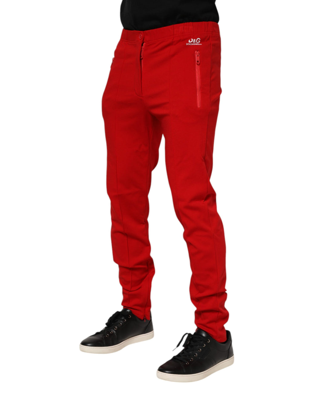 Dolce & Gabbana Red Viscose Logo Jogger Men's Jogging Pants Trousers
