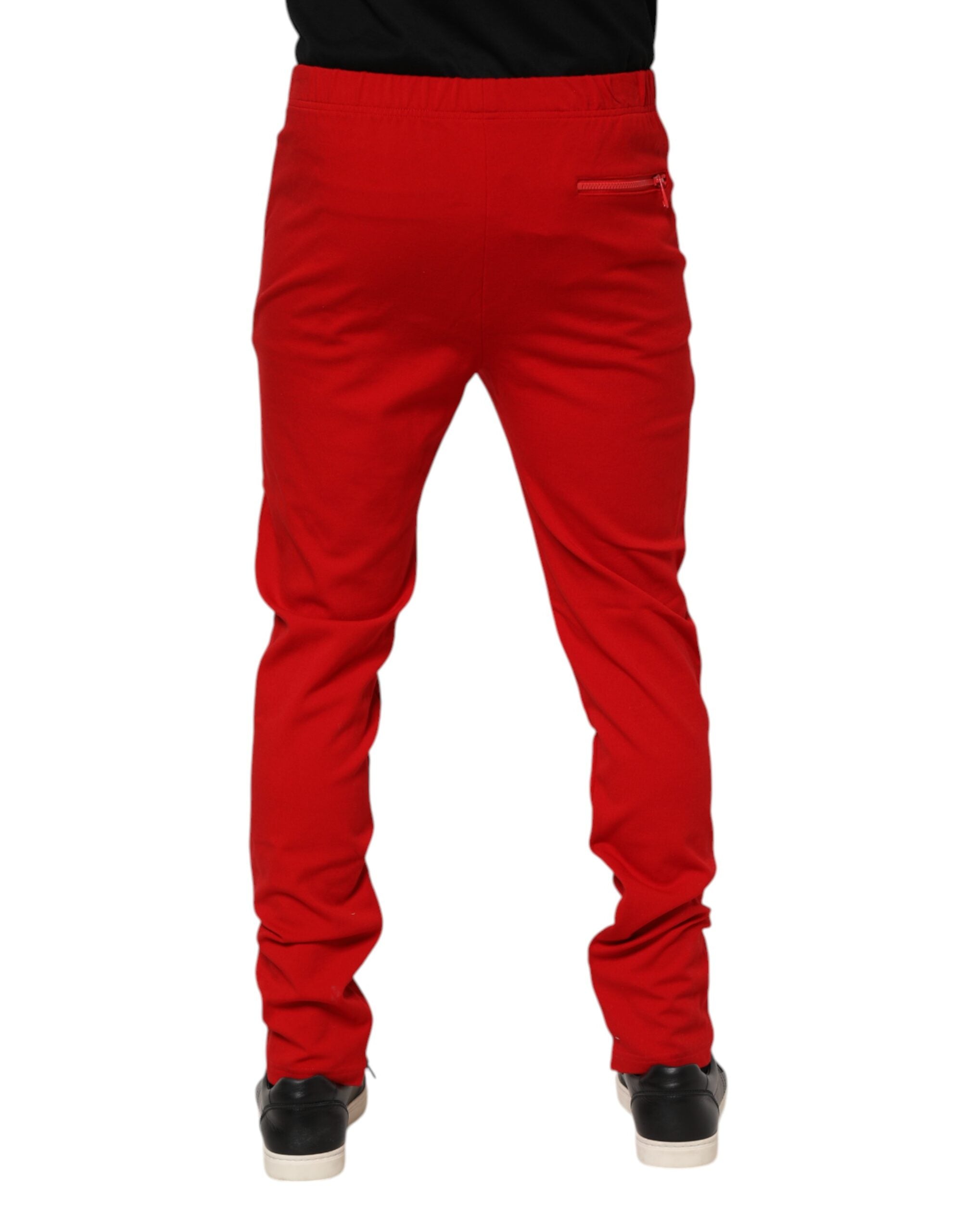 Dolce & Gabbana Red Viscose Logo Jogger Men's Jogging Pants Trousers