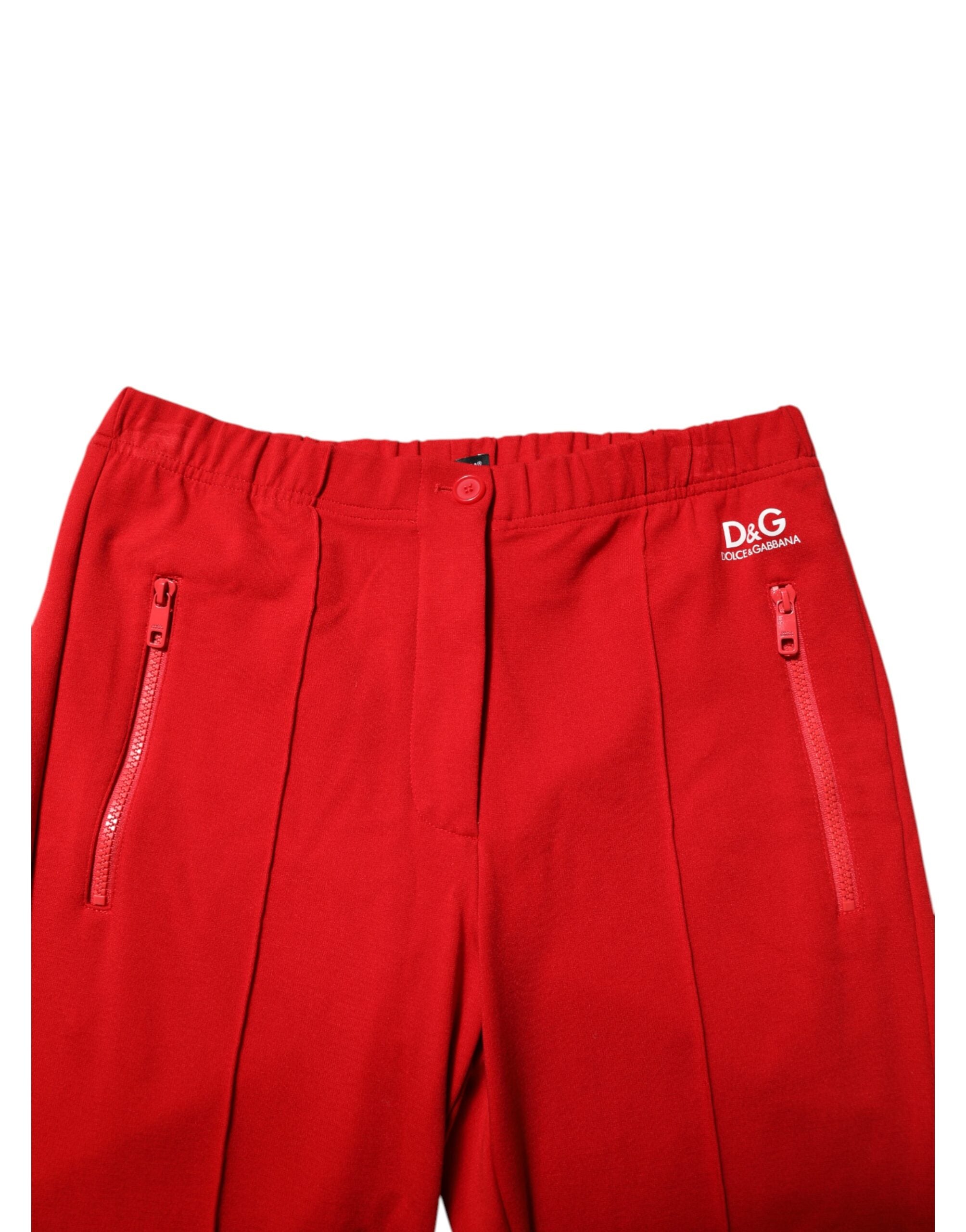 Dolce & Gabbana Red Viscose Logo Jogger Men's Jogging Pants Trousers