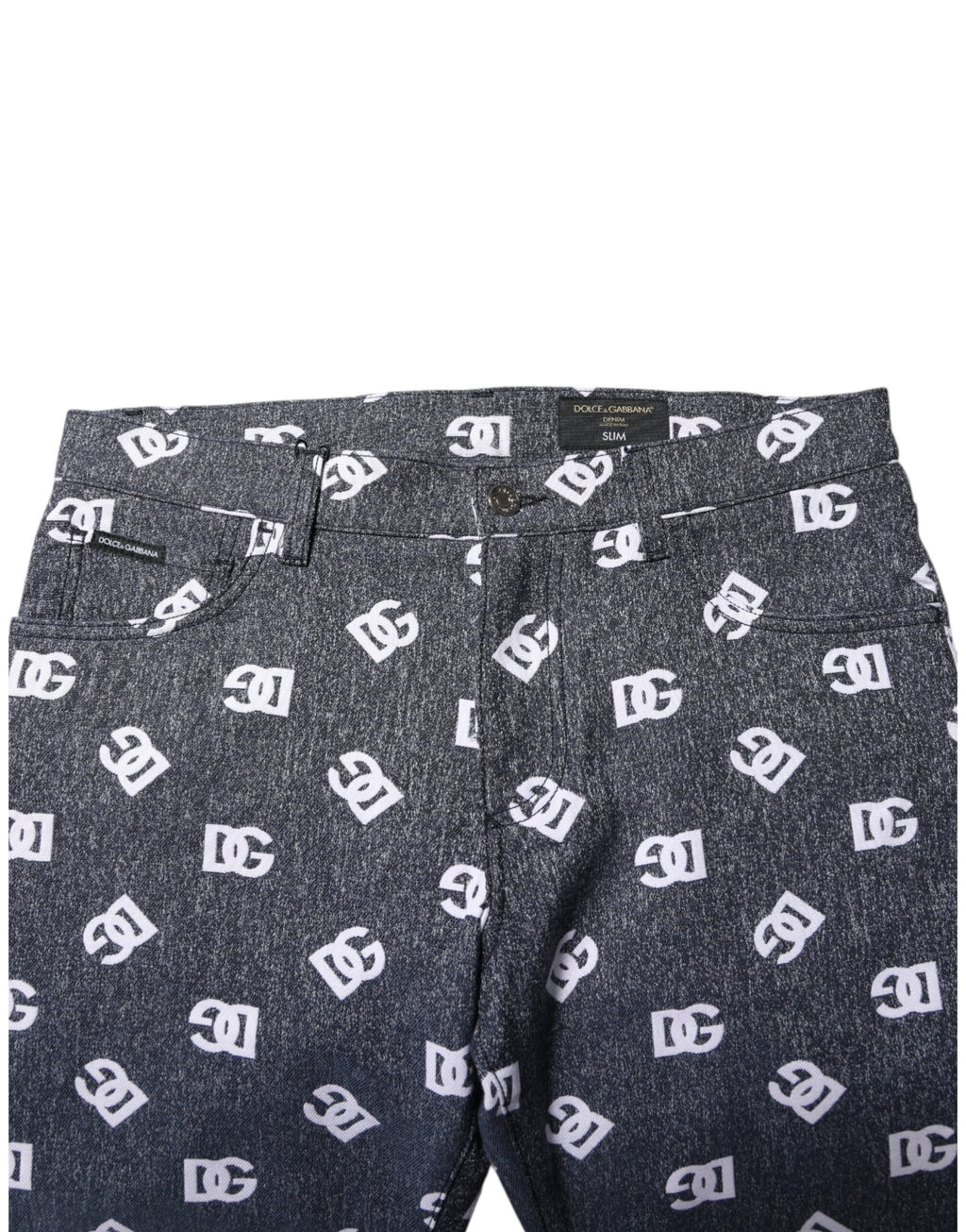 Dolce & Gabbana Dunkelgraue Logo-Baumwoll-Skinny Slim Denim Jeans