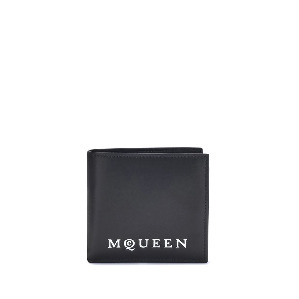 Alexander McQueen Schwarzes Kalb Leder Bos Taurus Portemonnaie