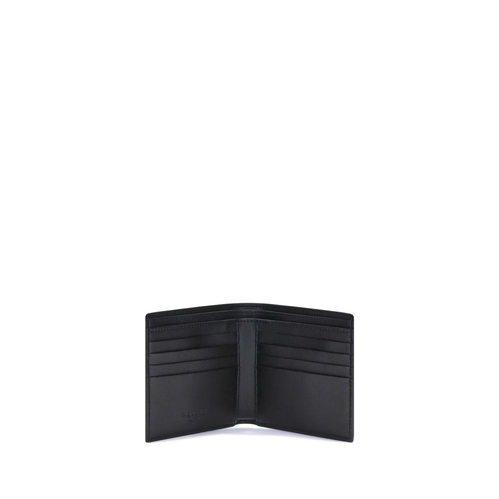 Alexander McQueen Schwarzes Kalb Leder Bos Taurus Portemonnaie