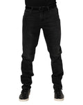 Dolce & Gabbana Black Cotton Logo-Plaque Skinny Denim Jeans