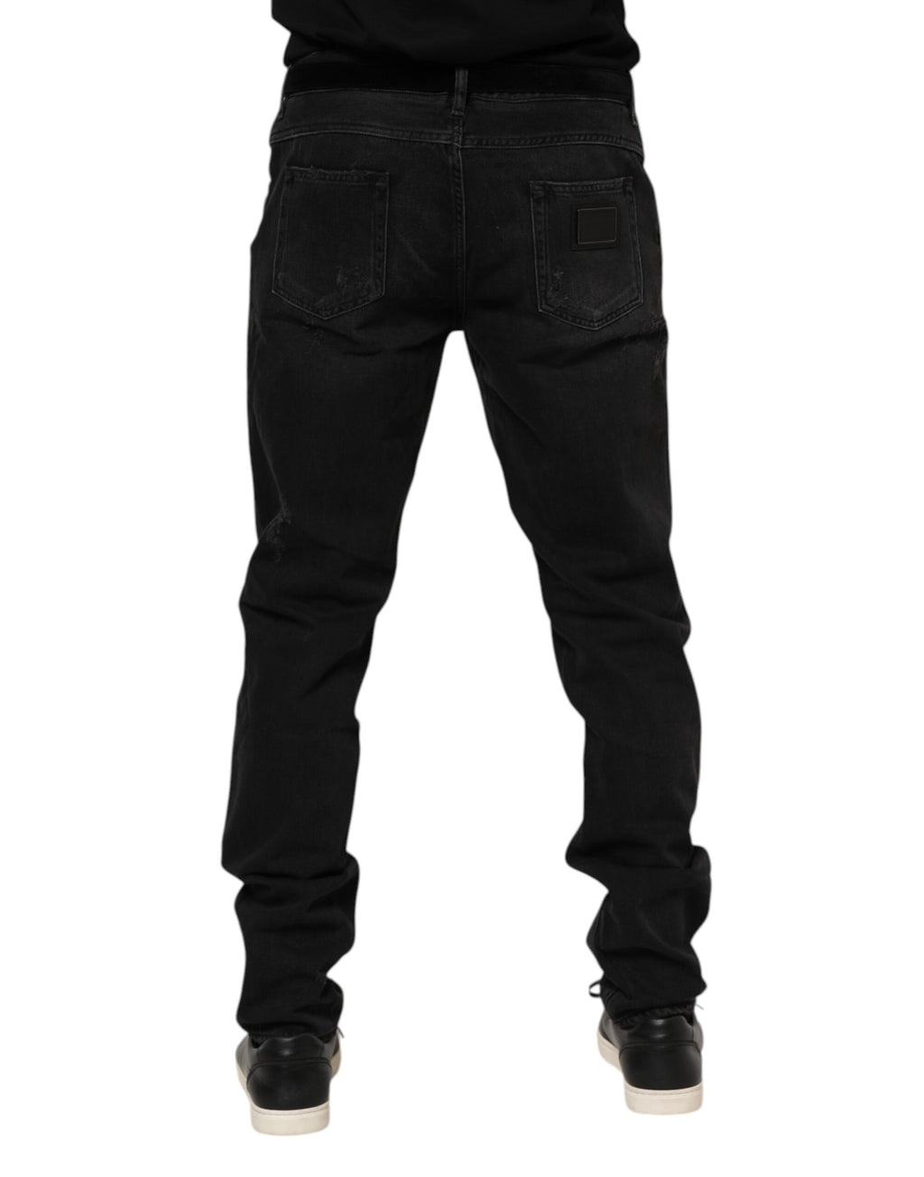 Dolce & Gabbana Black Cotton Logo-Plaque Skinny Denim Jeans