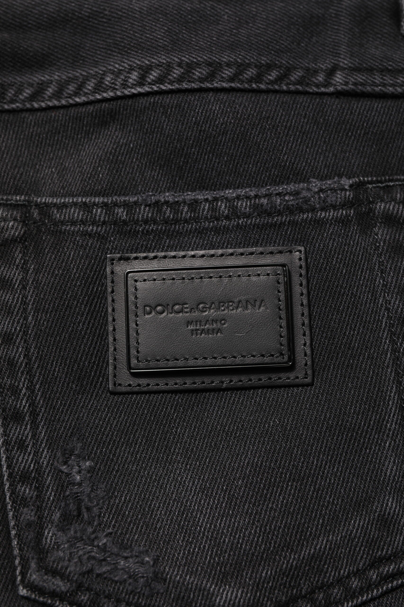 Dolce & Gabbana Black Cotton Logo-Plaque Skinny Denim Jeans