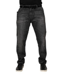 Dolce & Gabbana Graue gewaschene Baumwoll-Loose-Denim-Jeans