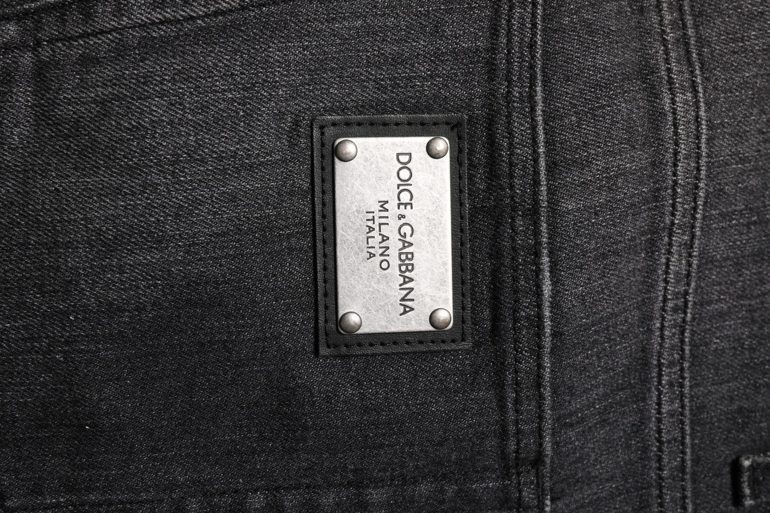 Dolce & Gabbana Graue gewaschene Baumwoll-Loose-Denim-Jeans