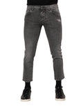 Dolce & Gabbana Grey Cotton Logo Plaque Men's Denim Jeans