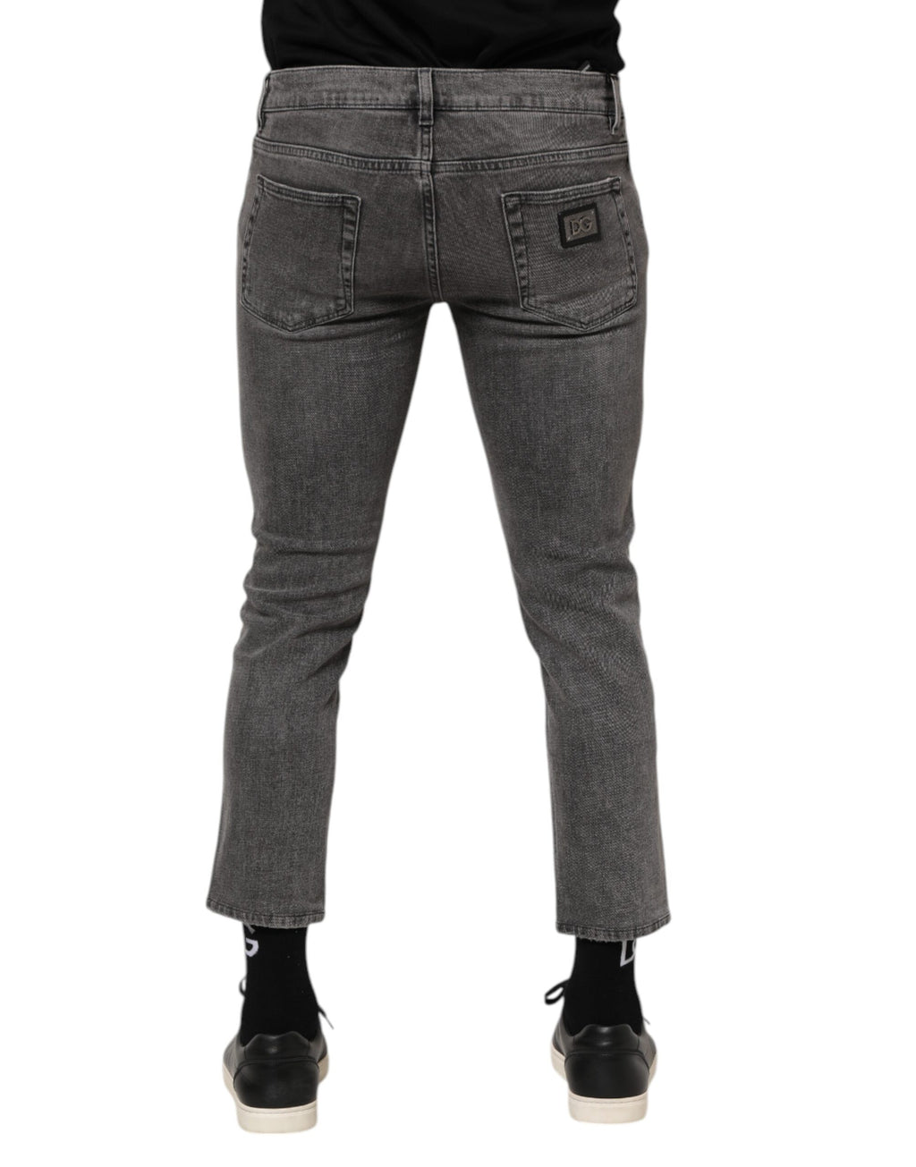 Dolce & Gabbana Grey Cotton Logo Plaque Men's Denim Jeans