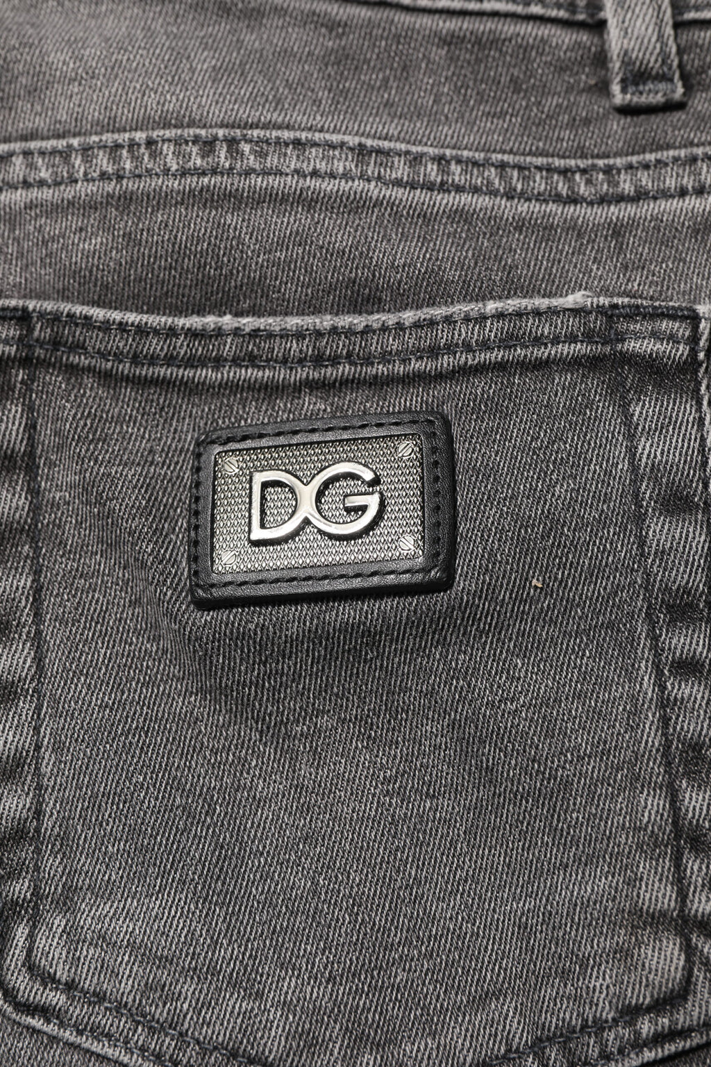 Dolce & Gabbana Grey Cotton Logo Plaque Men's Denim Jeans