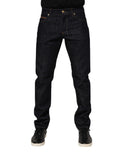 Dolce & Gabbana Dark Blue Cotton Logo Plaque Men's Denim Jeans