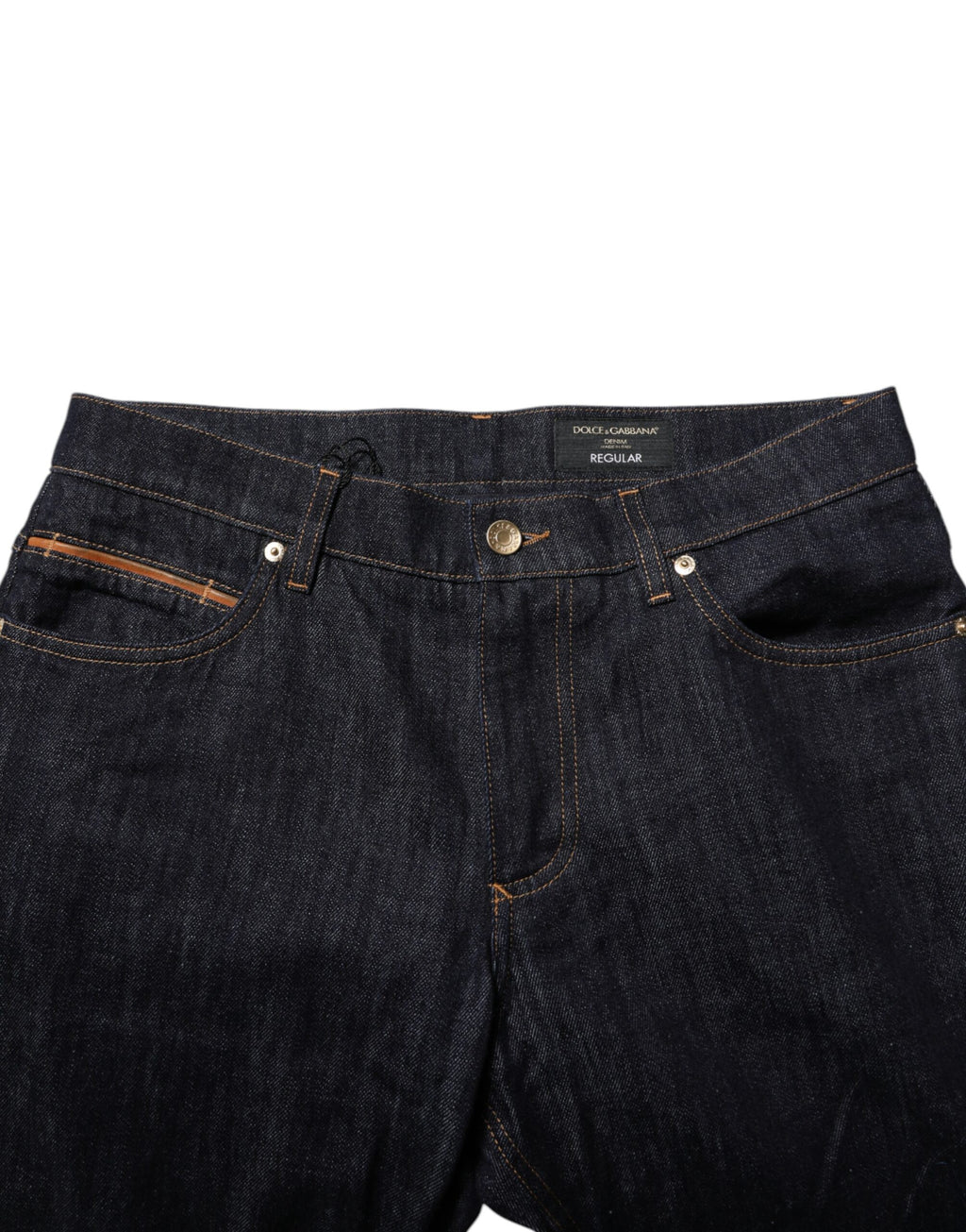 Dolce & Gabbana Dark Blue Cotton Logo Plaque Men's Denim Jeans