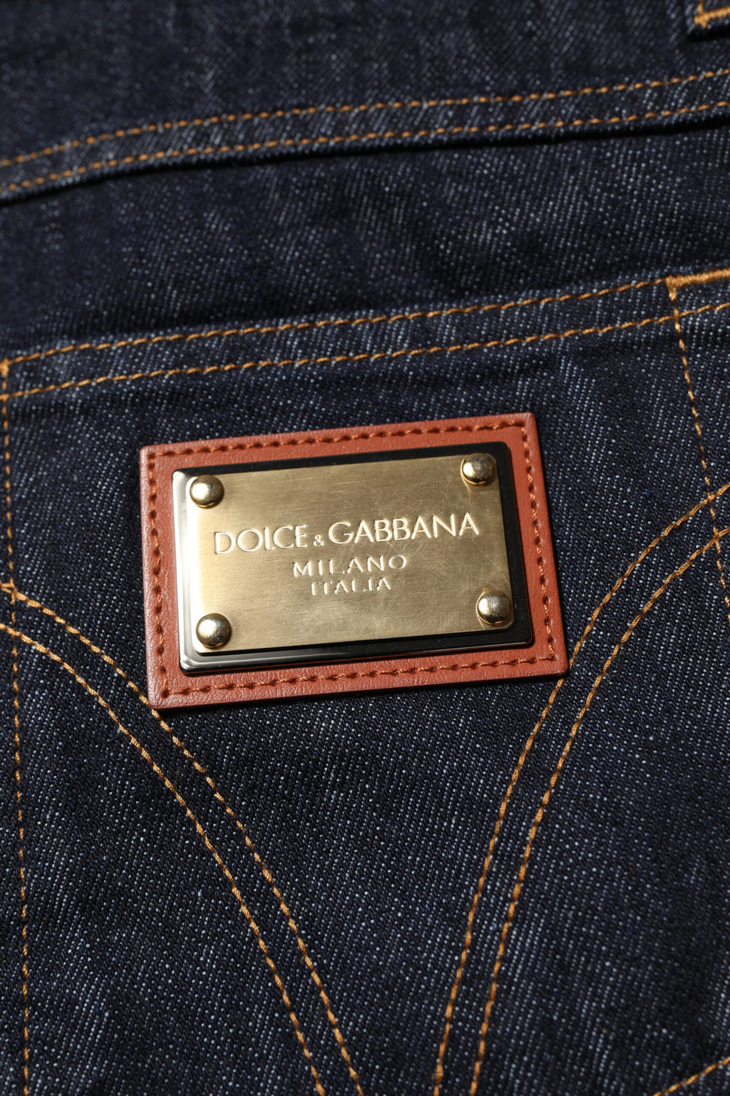 Dolce & Gabbana Dark Blue Cotton Logo Plaque Men's Denim Jeans