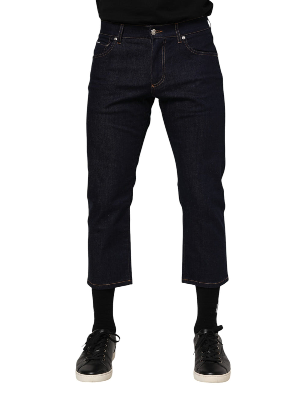 Dolce & Gabbana Dark Blue Cotton Logo Slim Fit Men's Denim Jeans
