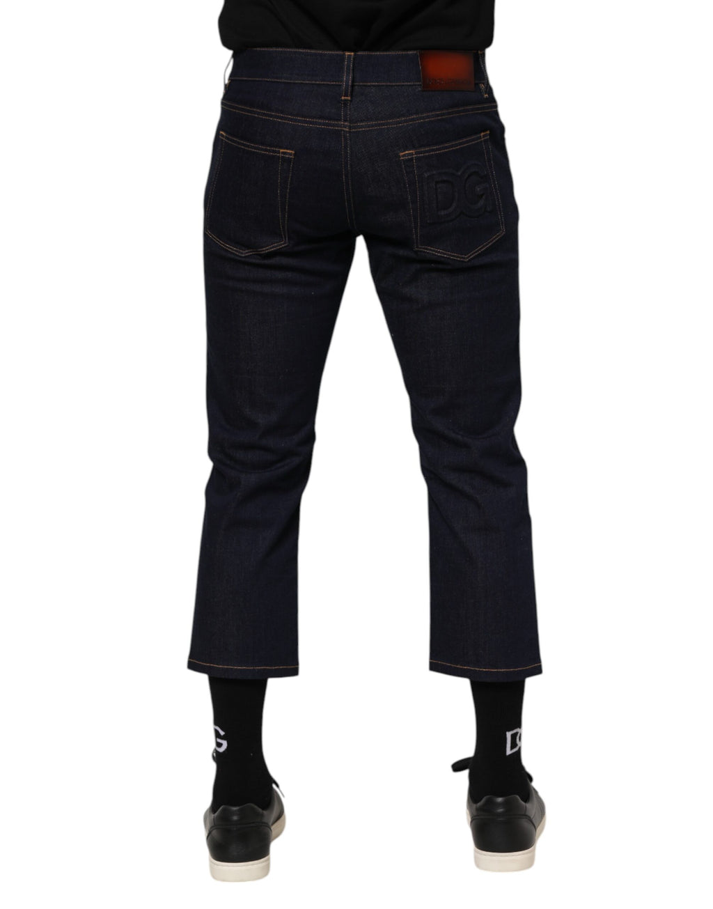 Dolce & Gabbana Dark Blue Cotton Logo Slim Fit Men's Denim Jeans