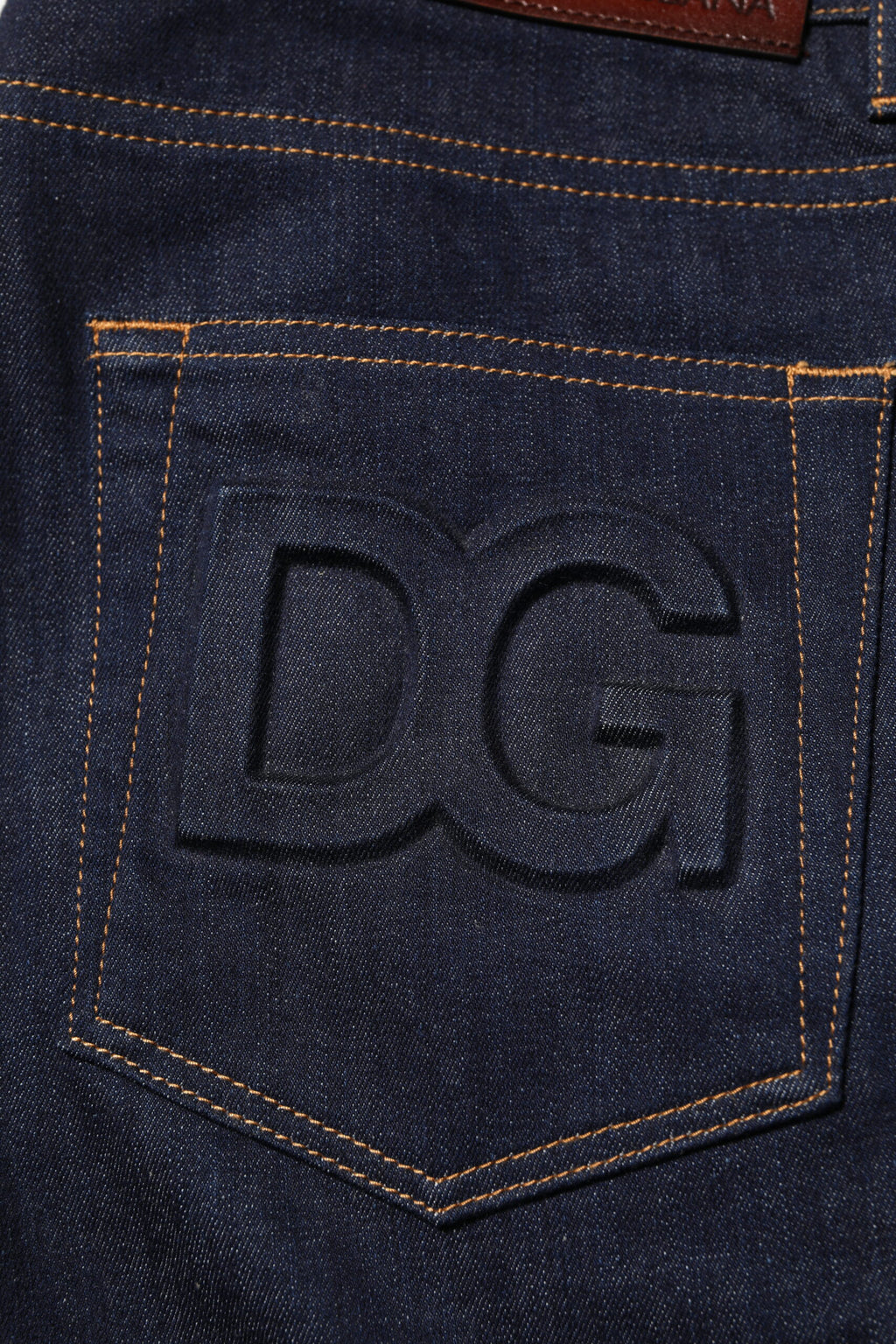 Dolce & Gabbana Dark Blue Cotton Logo Slim Fit Men's Denim Jeans