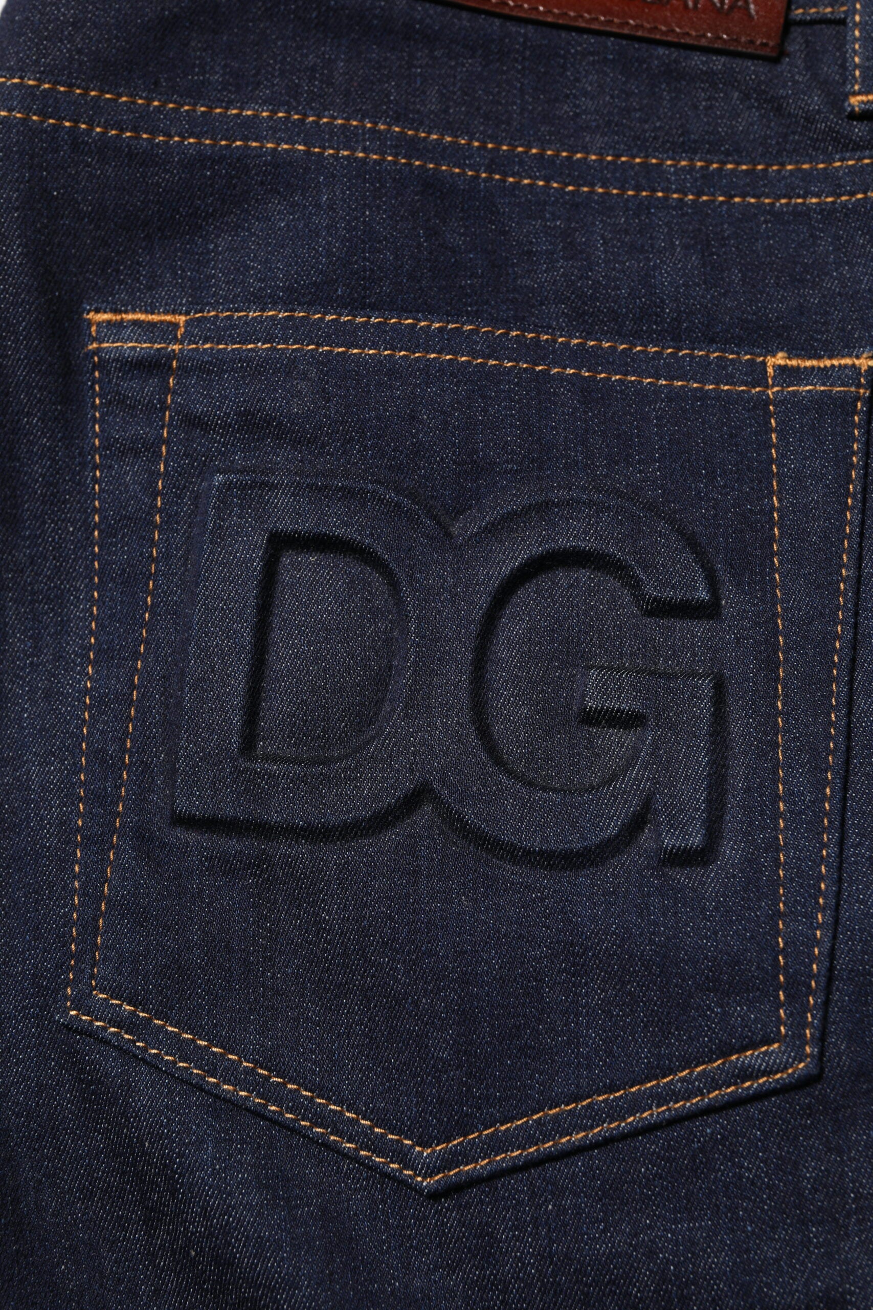 Dolce & Gabbana Dark Blue Cotton Logo Slim Fit Men's Denim Jeans