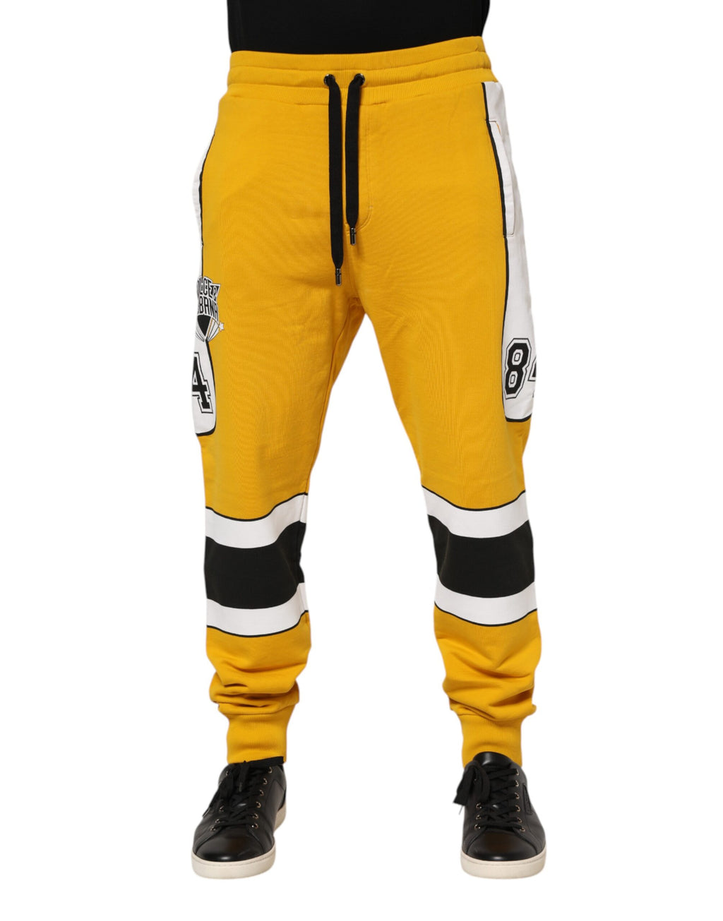 Dolce & Gabbana Yellow Cotton Drawstring Track Pants