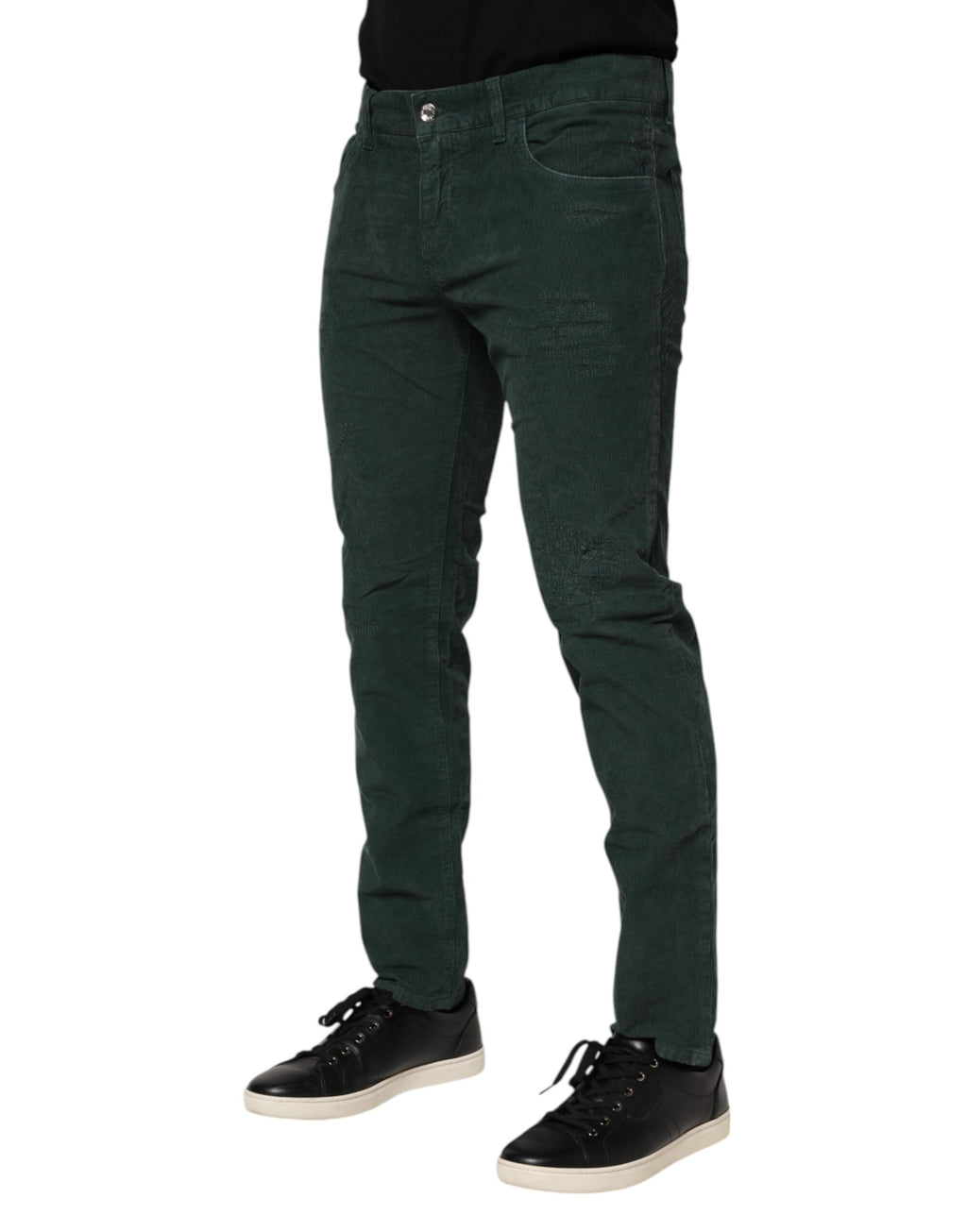 Dolce & Gabbana Green Cotton Corduroy Skinny Trousers