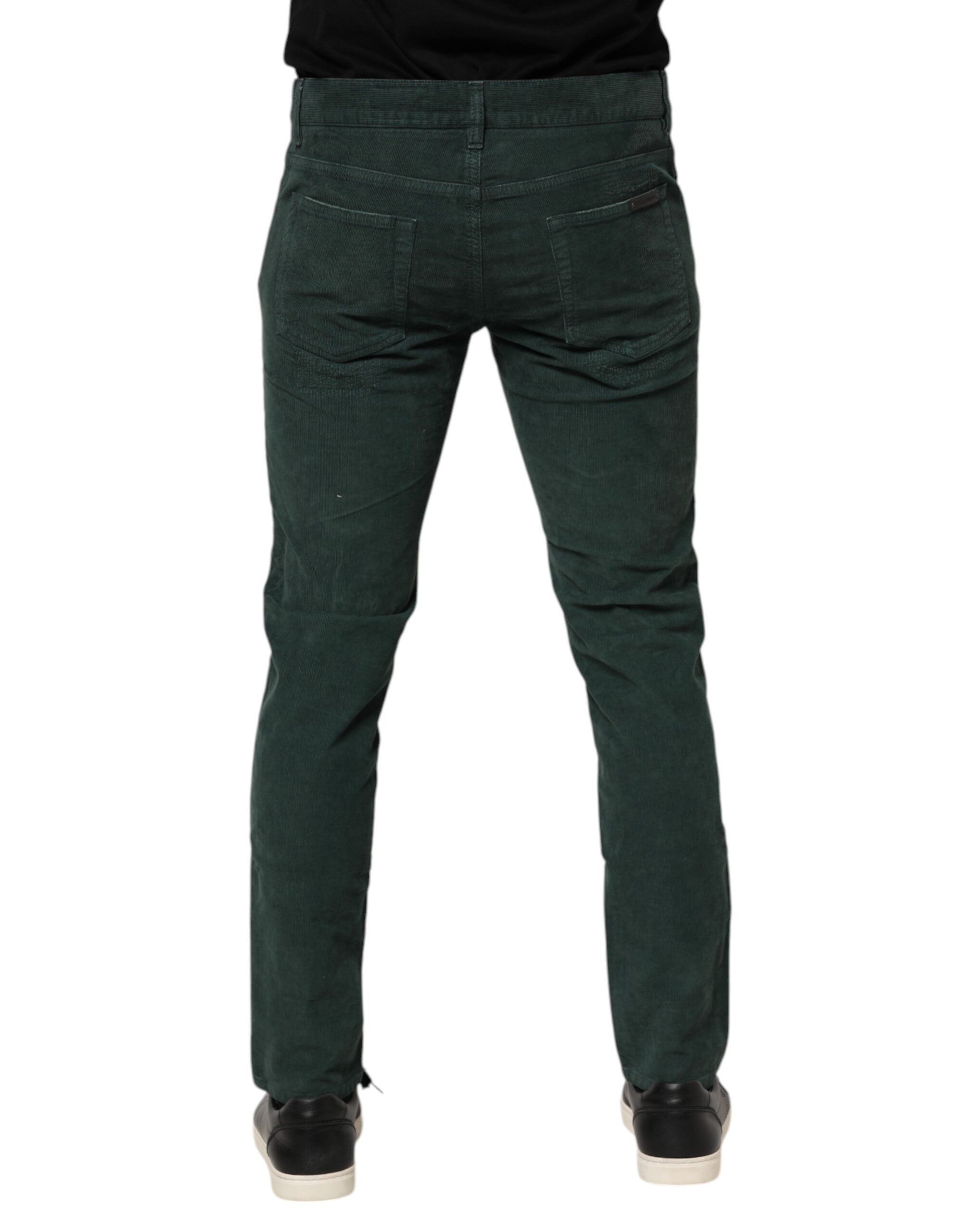 Dolce & Gabbana Green Cotton Corduroy Skinny Trousers