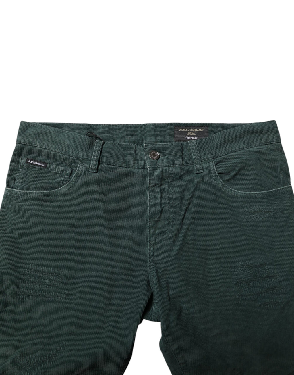 Dolce & Gabbana Green Cotton Corduroy Skinny Trousers