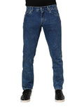 Dolce & Gabbana blue denim jeans with logo plaque in cotton