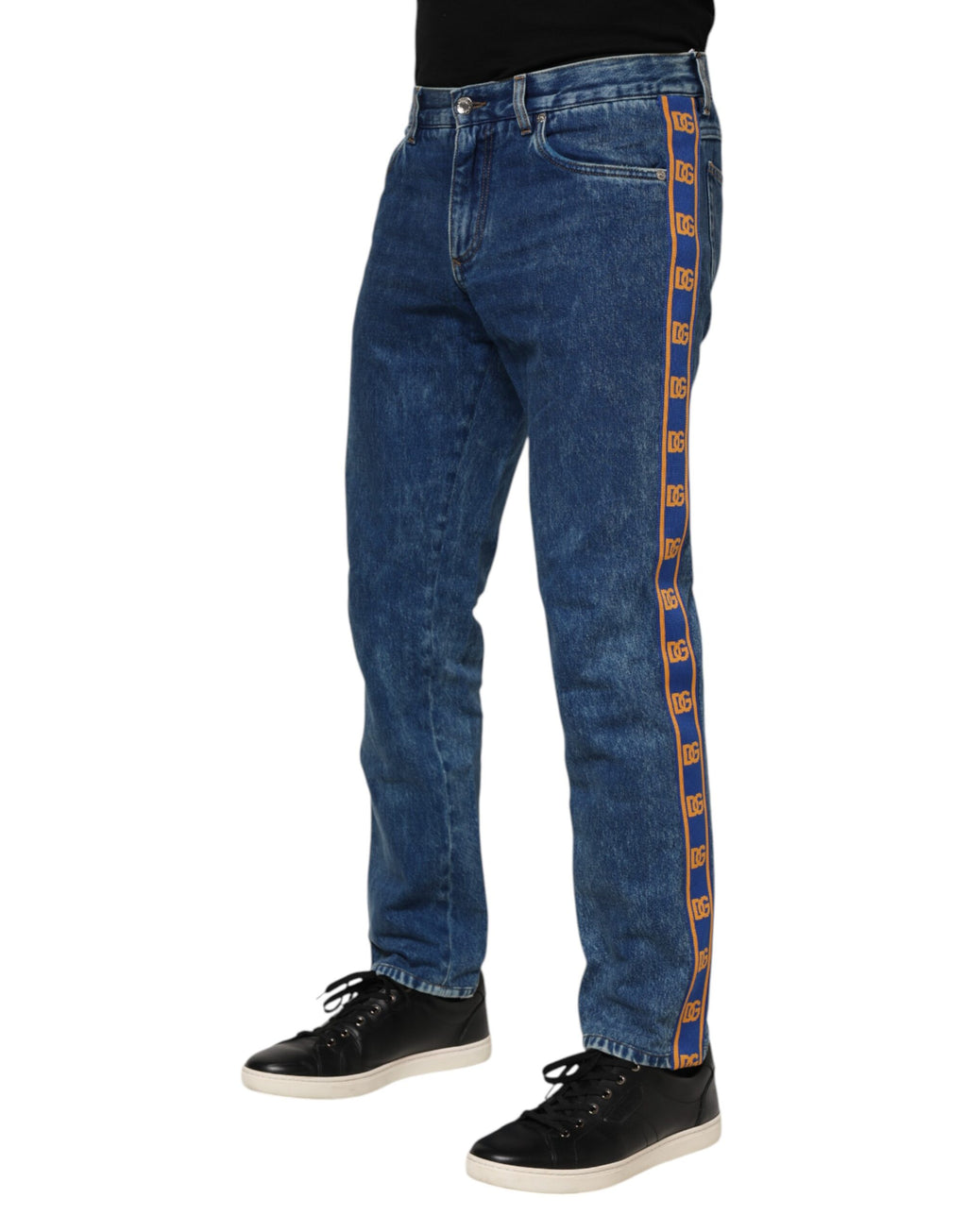 Dolce & Gabbana blue denim jeans with logo plaque in cotton