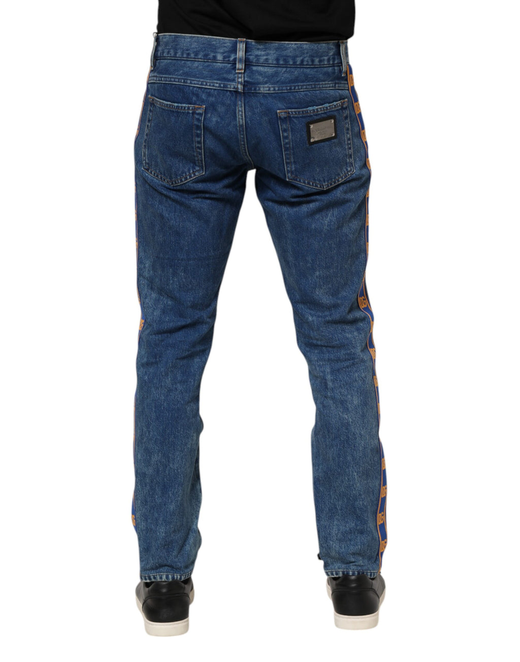 Dolce & Gabbana blue denim jeans with logo plaque in cotton