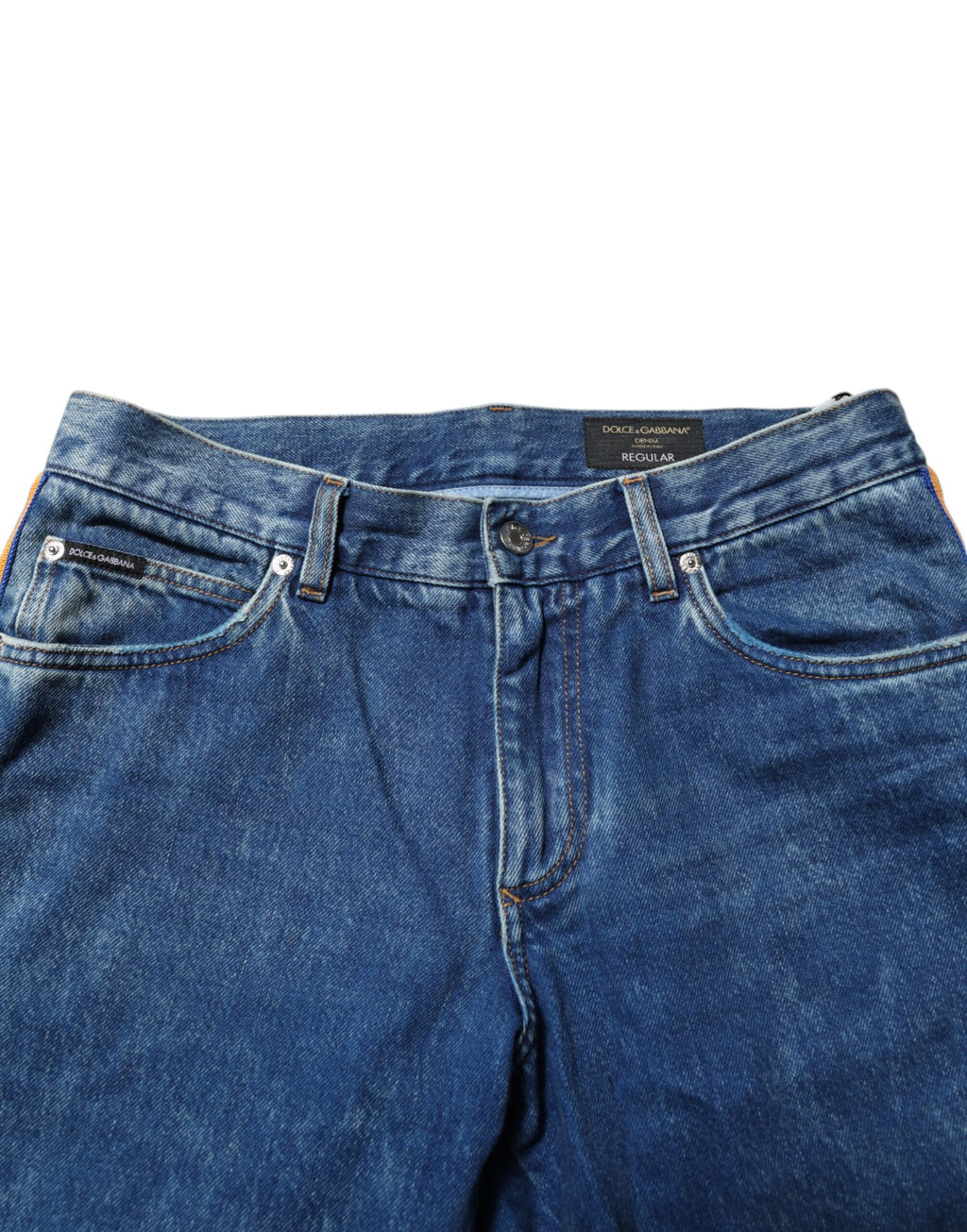 Dolce & Gabbana blue denim jeans with logo plaque in cotton